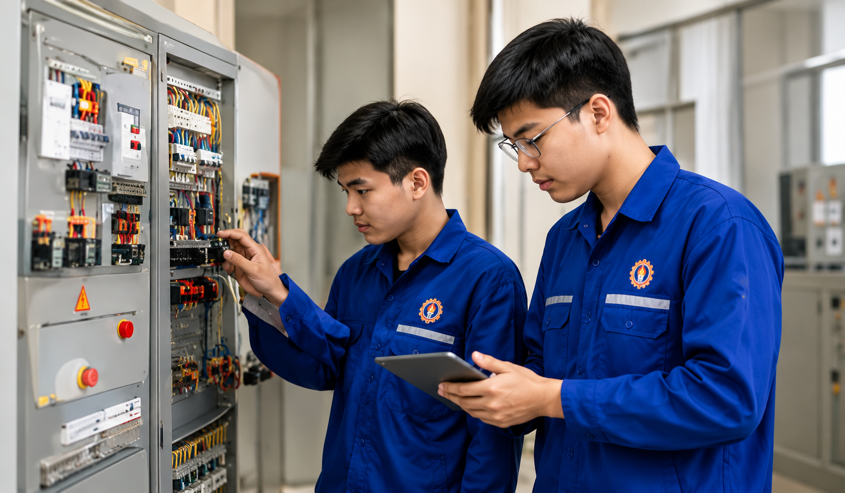 Học viên thực hành điện công nghiệp